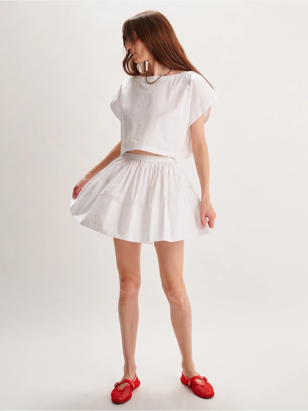Suzi Kondi White Tiered Mini Skirt